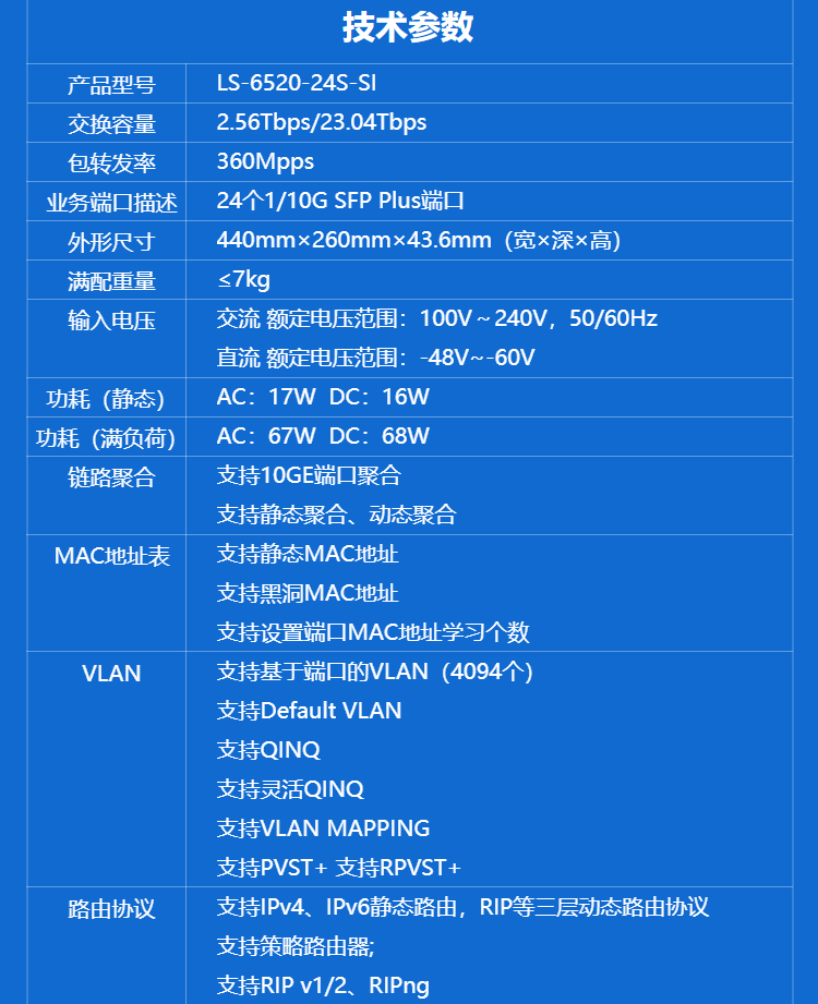 H3C LS-6520-24S-SI 24口萬兆管理交換機