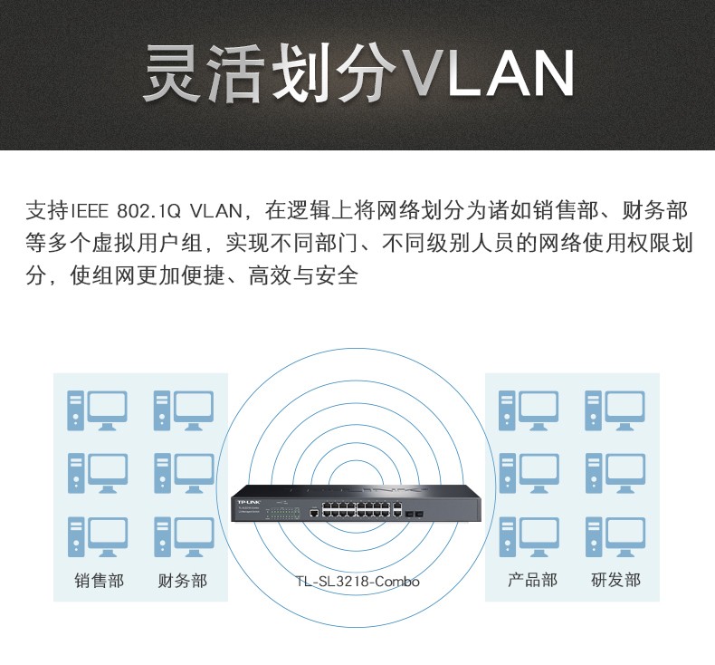 TP-LINK 16口百兆二層網管核心交換機