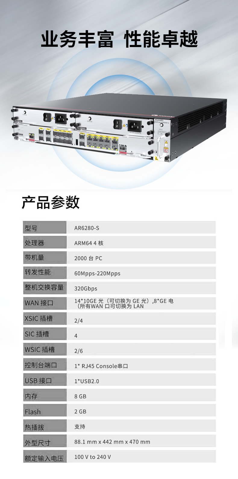 華為 AR6280-S 千兆企業(yè)級(jí)核心路由器