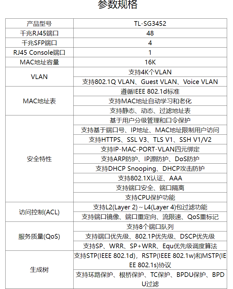 TP-LINK 48口全千兆二層網管核心交換機