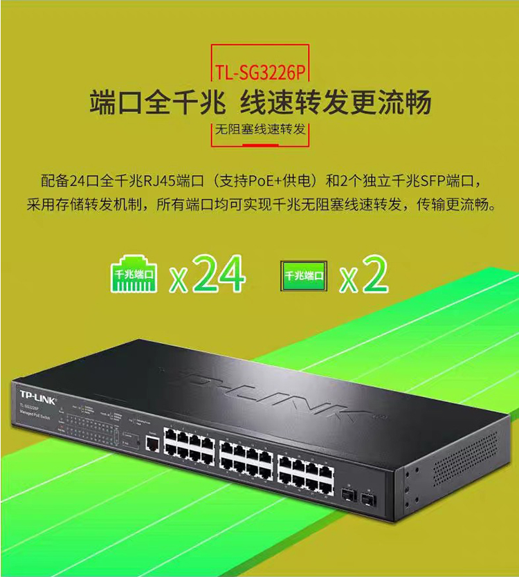 TP-LINK 24口全千兆網管PoE交換機