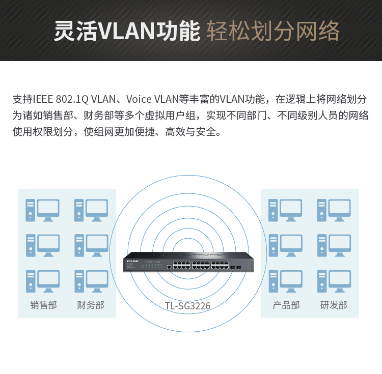 TP-LINK 24口千兆二層網管核心交換機