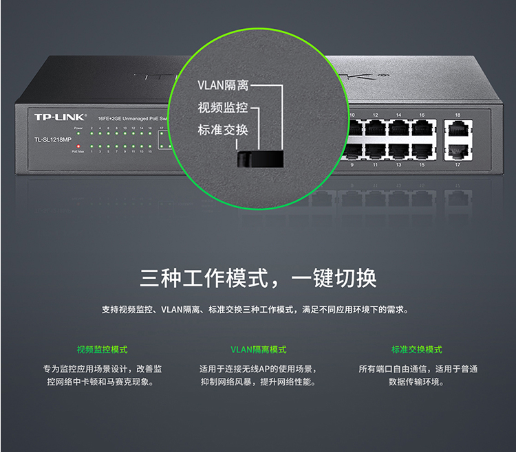 TP-LINK TL-SL1218MP 千兆上聯以太網交換機