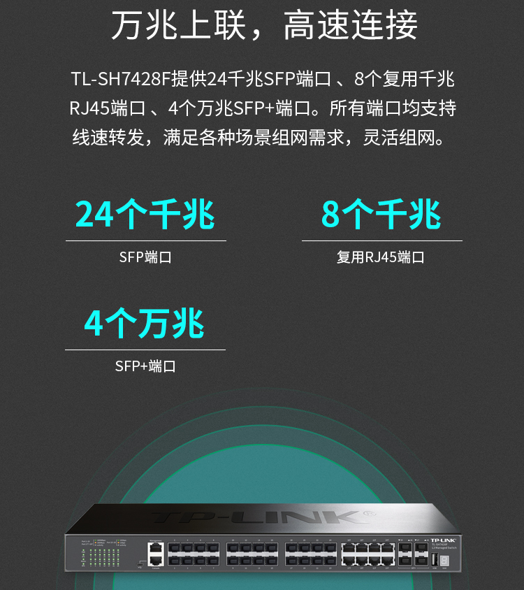 TP-LINK TL-SH7428F萬兆上聯三層網管核心交換機